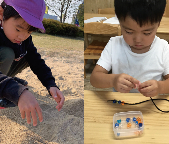 手遊びをする子供
